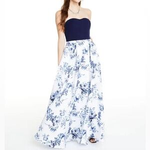 Size 7 Strapless Floral Gown